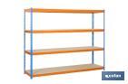 Steel shelving unit | Blue and orange | Available with 4 wooden tiers | Available in different sizes - Cofan