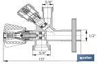Válvula de Escuadra | Medidas: 1/2" x 3/4" x 3/8" | Modelo Combi | Fabricada en Latón CW617N | Rosca de Entrada a Gas - Cofan