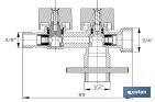 Válvula de Esquadria com dupla saída| Modelo Pistón | Medidas: 1/2" x 1/2" x 3/8" | Fabricada em Latão CW617N - Cofan