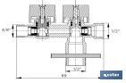 Valve d'Équerre avec Double Sortie | Dimensions : 1/2" x 1/2" X 3/8" | Fabriquée en Laiton CW617N | Filetage d'Entrée de Gaz - Cofan