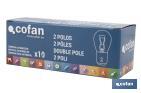 Lampe à 2 ergots décalés 12 V | Douille de type BAZ15 | Ampoule P21/5W de couleur ambre ou orange - Cofan