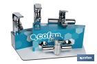 Kit of bathroom fittings with display rack for Ross Model mixer taps | Ideal for displaying taps | Suitable for 5 pieces - Cofan