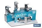 Set rubinetteria con espositore per miscelatori da bagno Modello Ross | Ideale per esporre i rubinetti | Capacità: 5 unità - Cofan