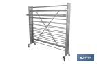 Expositor de hules y manteles horizontal | Material: metal y aluminio | Ruedas incluidas | Capacidad para 22 rollos | Medidas: 1,67 m de ancho x 1,55 m alto x 40 cm de profundidad - Cofan