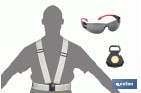 KIT DE SEGURIDAD 3 EN 1: TIRANTES REFLECTANTES, GAFAS DE PROTECCIÓN Y LINTERNA LED RECARGABLE | MÁXIMA SEGURIDAD Y MAYOR VISIBILIDAD