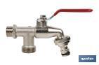 Double outlet garden tap with lever | Size: 1/2" x 3/4" x 3/4" | Suitable for garden hose | PN: 25 bar - Cofan