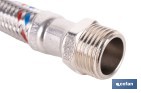 Conexión flexible con rosca macho-hembra | Conexión M1/2" x H1/2" DN13 G1/2" |  Manguera flexible de acero inoxidable | Disponible en diferentes longitudes - Cofan