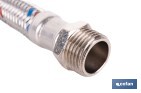 Conexión flexible con rosca macho-hembra | Conexión M1/2" x H1/2" DN13 G1/2" |  Manguera flexible de acero inoxidable | Disponible en diferentes longitudes - Cofan
