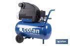 Compresor de aire de pistón coaxial | Motor de 2 HP | Compresor monofásico 230 V | Presión máxima: 8 bares | Depósito de 24 litros | Medidas: 61 x 31 x 58 cm - Cofan