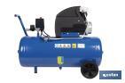 Compresor de aire de pistón coaxial | Motor de 2 HP | Compresor monofásico 230 V | Presión máxima: 8 bares | Depósito de 50 litros | Medidas: 77 x 43 x 66 cm - Cofan