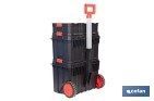 Set modular con 3 cajas de herramientas | Con ruedas, asa telescópica, módulos apilables | Medidas: 53 x 35,5 x 82,5 cm - Cofan