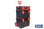 Set modular con 3 cajas de herramientas | Con ruedas, asa telescópica, módulos apilables | Medidas: 53 x 35,5 x 82,5 cm - Cofan