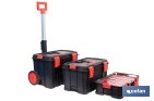 Set modular con 3 cajas de herramientas | Con ruedas, asa telescópica, módulos apilables | Medidas: 53 x 35,5 x 82,5 cm - Cofan