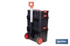 Set modular con 3 cajas de herramientas | Con ruedas, asa telescópica, módulos apilables | Medidas: 53 x 35,5 x 82,5 cm - Cofan