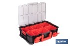 CAJA DE HERRAMIENTAS MODULAR CON ORGANIZADORES | TAPA DE POLICARBONATO | INCLUYE 8 COMPARTIMENTOS | CAPACIDAD DE CARGA: 20 KG | COMPATIBLE CON SET MODULAR | MEDIDAS: 51,7 X 33,1 X 13,4 CM