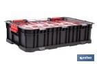 Caja de herramientas modular con organizadores | Tapa de policarbonato | Incluye 8 compartimentos | Capacidad de carga: 20 kg | Compatible con set modular | Medidas: 51,7 x 33,1 x 13,4 cm - Cofan