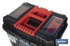 Compact tool box trolley with 2 drawers | Double handle and wheels | Size: 45 x 36 x 64cm - Cofan