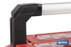 Boîte à outils avec 3 organisateurs et une longe poignée en aluminium | Deux dimensions différentes - Cofan