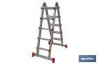 Multi-position aluminium ladder | Available in 4 x 4 and 4 x 5 rungs | Complies with EN 131 and 150 kilograms - Cofan