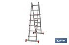 Multi-position aluminium ladder | Available in 4 x 4 and 4 x 5 rungs | Complies with EN 131 and 150 kilograms - Cofan