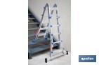 Escada Plus Multifunções fabricada em Alumínio | Com diferentes medidas e degraus | Norma EN 131 e 150 kg. - Cofan