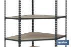 Corner shelving unit | Steel | Anthracite | Available with 5 wooden tiers | Size: 1,800 X 900 X 400MM - Cofan