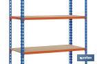 Prateleira de aço | Cor azul e laranja | Disponível com 5 prateleiras de madeira | Medidas: 2000 X 1000 X 500 MM - Cofan
