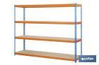 Steel shelving unit | Blue and orange | Available with 4 wooden tiers | Available in different sizes - Cofan