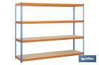 Steel shelving unit | Blue and orange | Available with 4 wooden tiers | Available in different sizes - Cofan