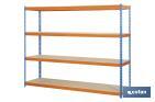 Steel shelving unit | Blue and orange | Available with 4 wooden tiers | Available in different sizes - Cofan