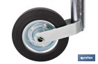 Rueda Jockey de remolque 48 mm | Caucho sólido 200 x 50 mm y acero galvanizado con altura regulable - Cofan