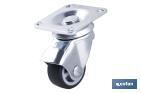 Rueda de goma gris con placa giratoria | Diámetros desde 30 mm hasta 40 mm | Para pesos desde 25 kg hasta 32 kg - Cofan