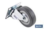 Roulette en caoutchouc gris avec plaque tournante | Diamètres de 30 à 75 mm | Pour des poids de 25 kg jusqu'à 45 kg - Cofan