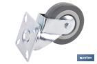 Roulette en caoutchouc gris avec plaque tournante | Diamètres de 30 à 75 mm | Pour des poids de 25 kg jusqu'à 45 kg - Cofan