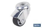 ROULETTE EN CAOUTCHOUC GRIS POUR VIS TRAVERSANT | DIAMÈTRES DE 30 À 75 MM | POUR DES POIDS DE 25 KG JUSQU'À 45 KG