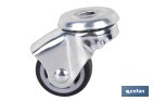 Roulette en caoutchouc gris pour vis traversant | Diamètres de 30 à 75 mm | Pour des poids de 25 kg jusqu'à 45 kg - Cofan