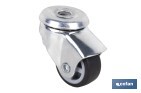 Roulette en caoutchouc gris pour vis traversant | Diamètres de 30 à 75 mm | Pour des poids de 25 kg jusqu'à 45 kg - Cofan