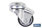 Roulette en caoutchouc gris pour vis traversant | Diamètres de 30 à 75 mm | Pour des poids de 25 kg jusqu'à 45 kg - Cofan