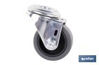 Roulette en caoutchouc gris pour vis traversant | Diamètres de 30 à 75 mm | Pour des poids de 25 kg jusqu'à 45 kg - Cofan