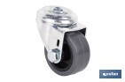 Roulette en caoutchouc gris pour vis traversant | Diamètres de 30 à 75 mm | Pour des poids de 25 kg jusqu'à 45 kg - Cofan