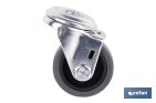 Roulette en caoutchouc gris pour vis traversant | Diamètres de 30 à 75 mm | Pour des poids de 25 kg jusqu'à 45 kg - Cofan
