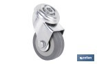 Roulette en caoutchouc gris pour vis traversant | Diamètres de 30 à 75 mm | Pour des poids de 25 kg jusqu'à 45 kg - Cofan