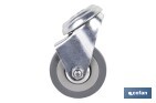 Roulette en caoutchouc gris pour vis traversant | Diamètres de 30 à 75 mm | Pour des poids de 25 kg jusqu'à 45 kg - Cofan