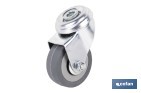 Roulette en caoutchouc gris pour vis traversant | Diamètres de 30 à 75 mm | Pour des poids de 25 kg jusqu'à 45 kg - Cofan