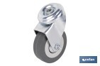 Roulette en caoutchouc gris pour vis traversant | Diamètres de 30 à 75 mm | Pour des poids de 25 kg jusqu'à 45 kg - Cofan