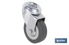 Roulette en caoutchouc gris pour vis traversant | Diamètres de 30 à 75 mm | Pour des poids de 25 kg jusqu'à 45 kg - Cofan