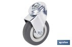 Roulette en caoutchouc gris pour vis traversant | Diamètres de 30 à 75 mm | Pour des poids de 25 kg jusqu'à 45 kg - Cofan