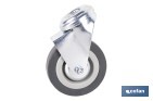Roulette en caoutchouc gris pour vis traversant | Diamètres de 30 à 75 mm | Pour des poids de 25 kg jusqu'à 45 kg - Cofan
