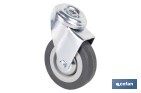 Roulette en caoutchouc gris pour vis traversant | Diamètres de 30 à 75 mm | Pour des poids de 25 kg jusqu'à 45 kg - Cofan