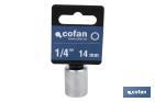 1/4" Drive socket | 6-point socket head | Size from 4 to 14mm - Cofan